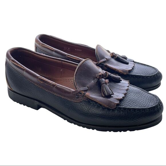 ALLEN EDMONDS NASHUA TASSEL SLIP ON LOAFERS BLACK/ BROWN LEATHER‎ COMFY SZ 11 D main image 8